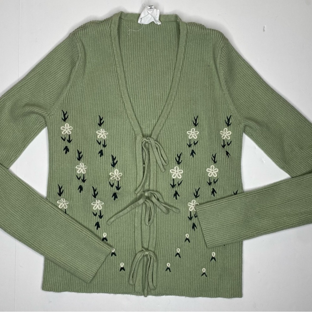 Willow & Wind Soft Long Sleeve Embroidered Shirt With Open Ties Sz XS